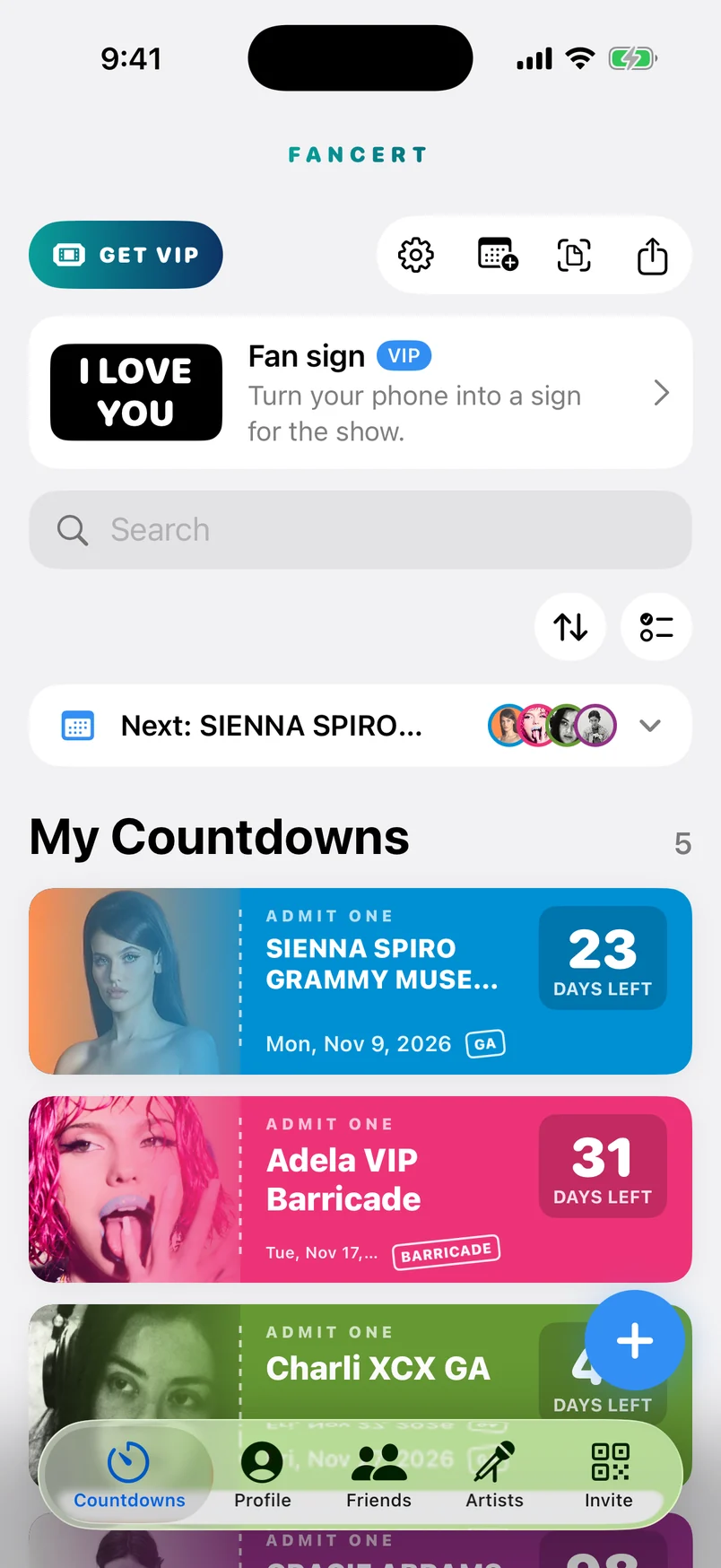 The FANCERT countdown list